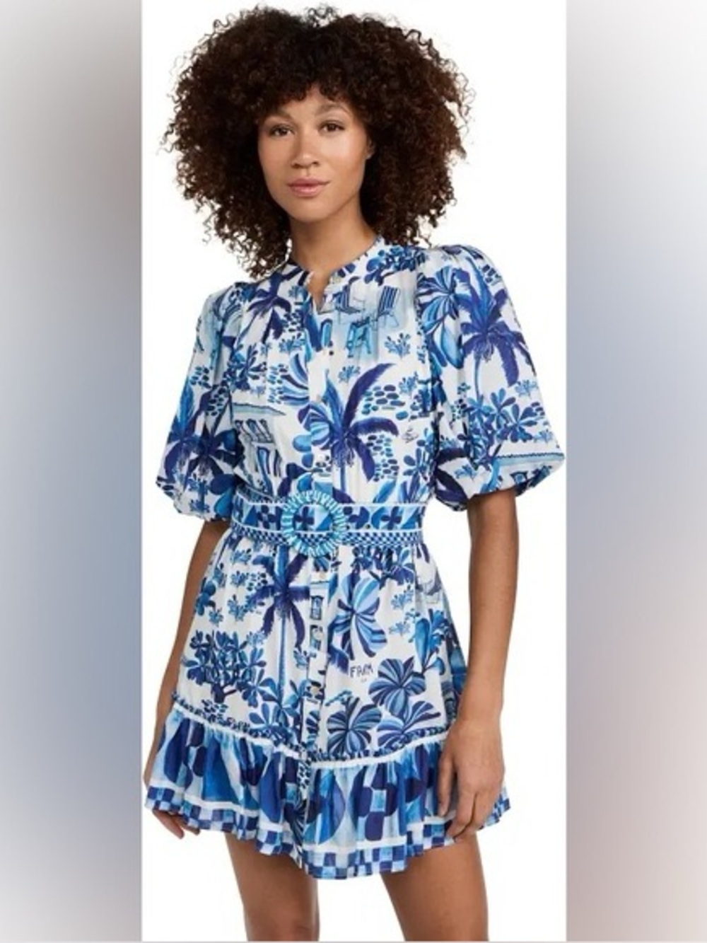 FarmRio printed mini Dress in floral monkey
